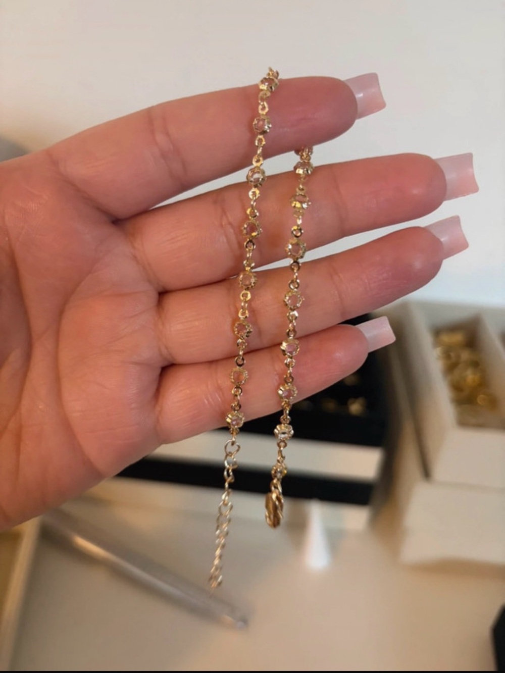 Gold filled Crystal anklet  - 9in w extender